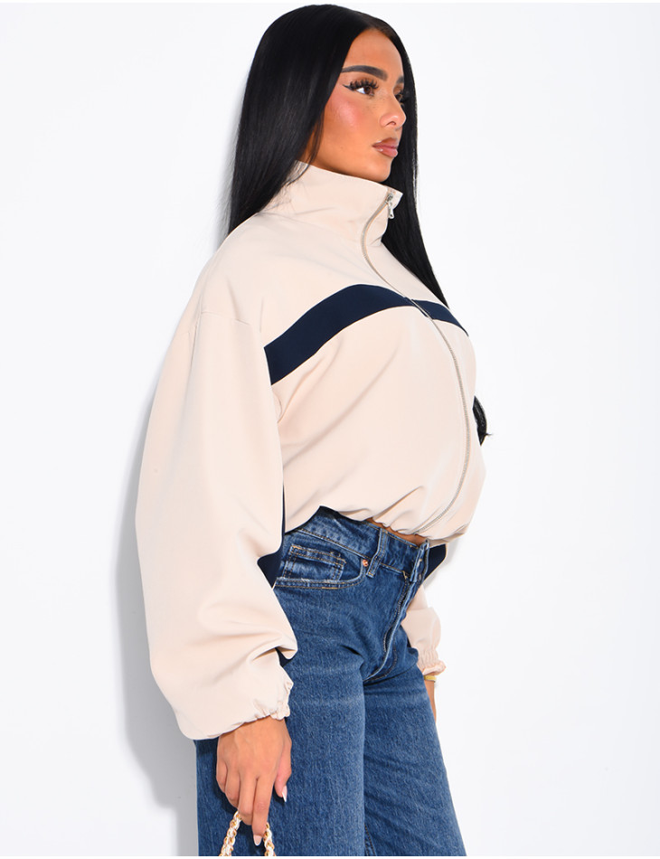 Zip-up jacket with contrasting stripe