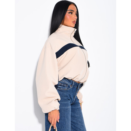 Zip-up jacket with contrasting stripe
