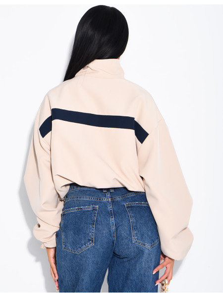 Zip-up jacket with contrasting stripe