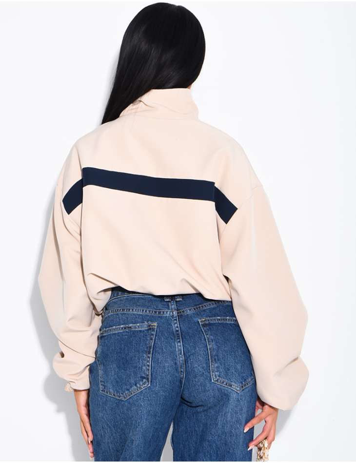 Zip-up jacket with contrasting stripe