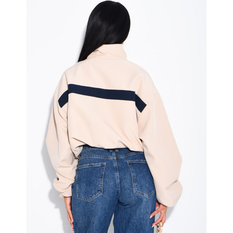 Zip-up jacket with contrasting stripe