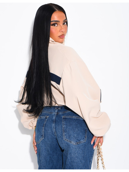 Zip-up jacket with contrasting stripe