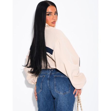Zip-up jacket with contrasting stripe