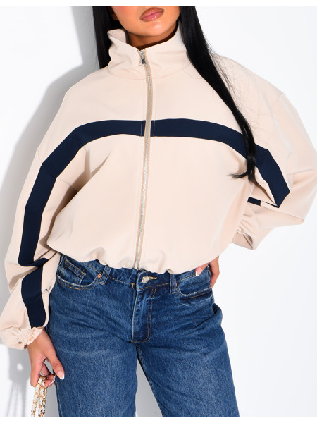 Zip-up jacket with contrasting stripe
