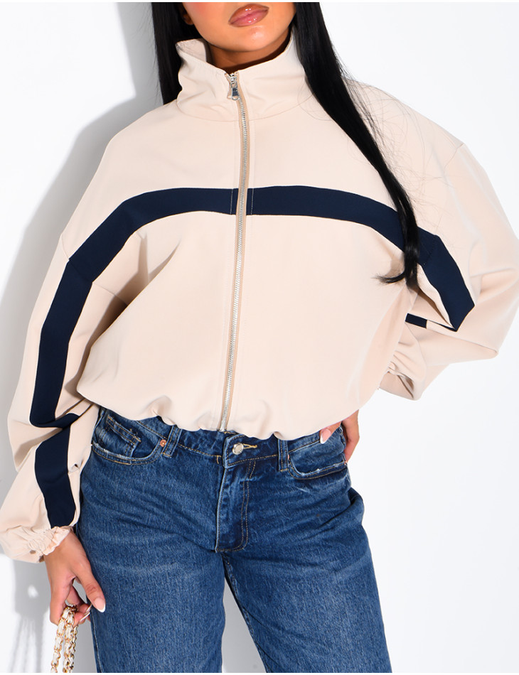 Zip-up jacket with contrasting stripe