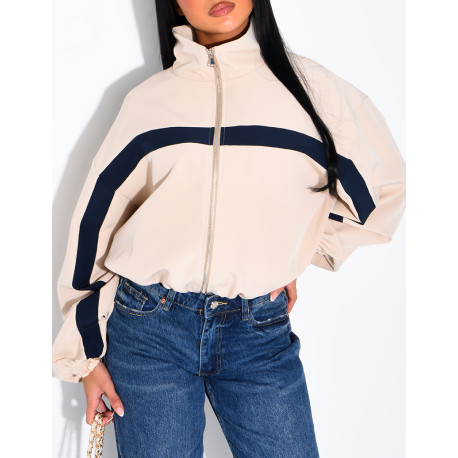 Zip-up jacket with contrasting stripe