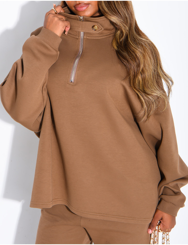 Ensemble pantalon et pull à col zippé
