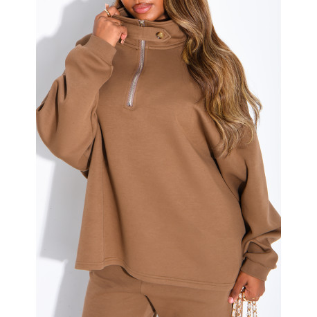 Ensemble pantalon et pull à col zippé