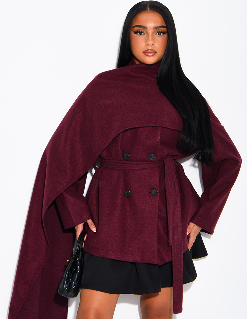 Short tie-front coat with...
