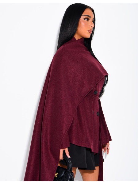 Short tie-front coat with integrated cape
