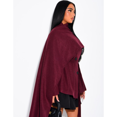 Short tie-front coat with integrated cape