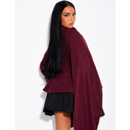Short tie-front coat with integrated cape