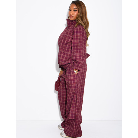 Ensemble à carreaux pantalon et veste zippé