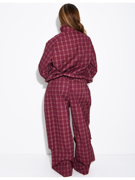 Ensemble à carreaux pantalon et veste zippé