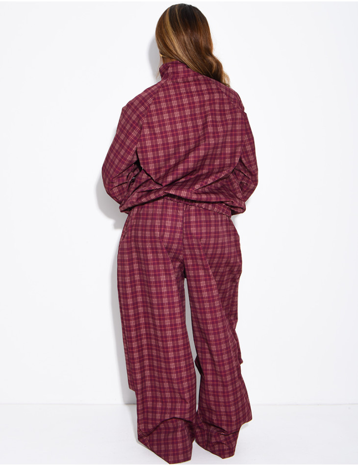 Ensemble à carreaux pantalon et veste zippé