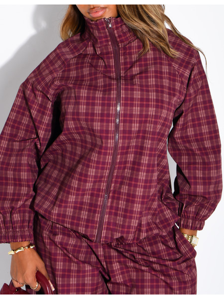 Ensemble à carreaux pantalon et veste zippé