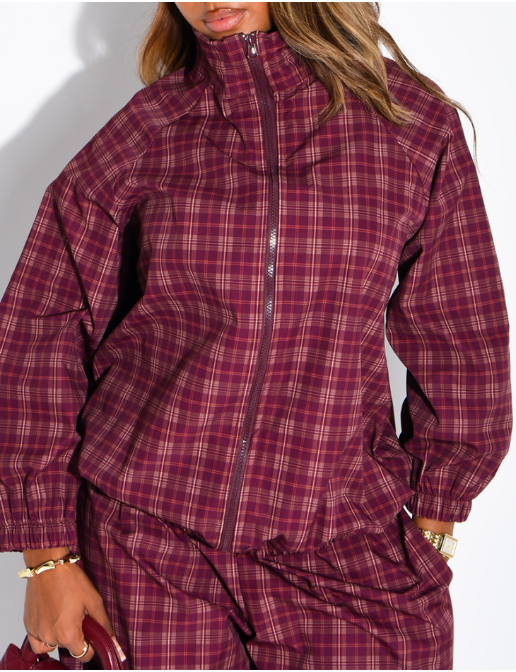 Ensemble à carreaux pantalon et veste zippé