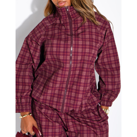 Ensemble à carreaux pantalon et veste zippé