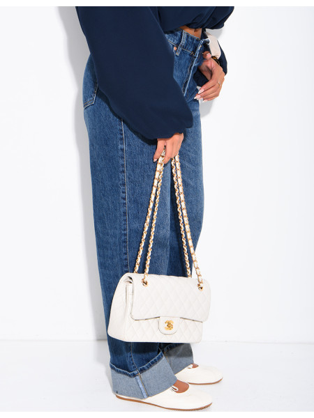Jeans taille basse délavé à revers