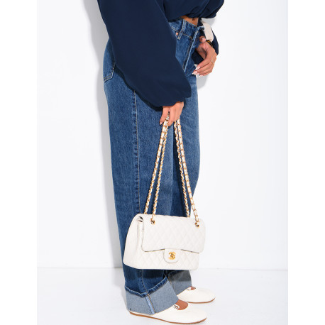 Jeans taille basse délavé à revers