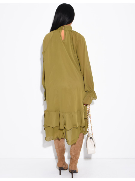 Robe ample en voile doublé et volants