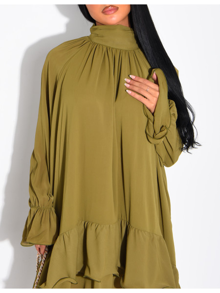 Robe ample en voile doublé et volants