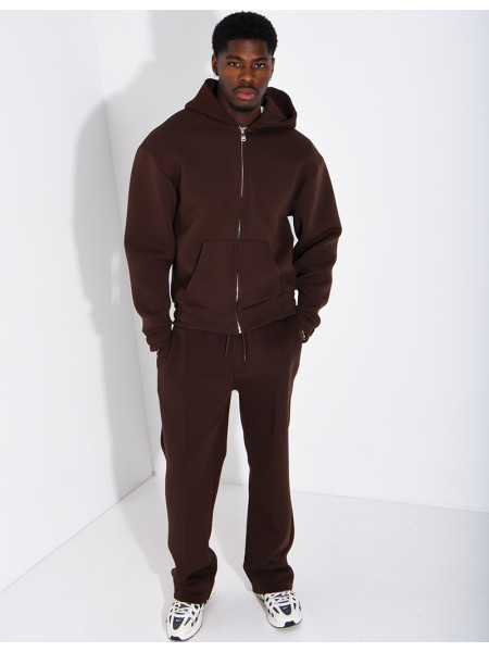 Pants and hooded jacket set with embossed Eiffel Tower design