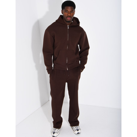 Pants and hooded jacket set with embossed Eiffel Tower design