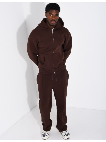 Pants and hooded jacket set with embossed Eiffel Tower design