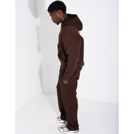 Pants and hooded jacket set with embossed Eiffel Tower design