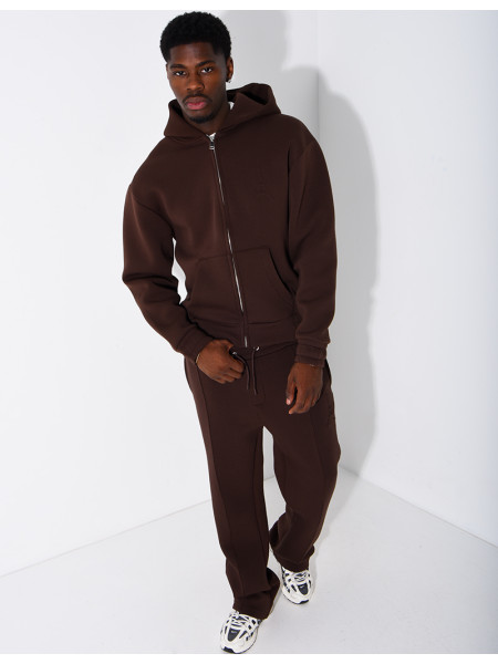Pants and hooded jacket set with embossed Eiffel Tower design