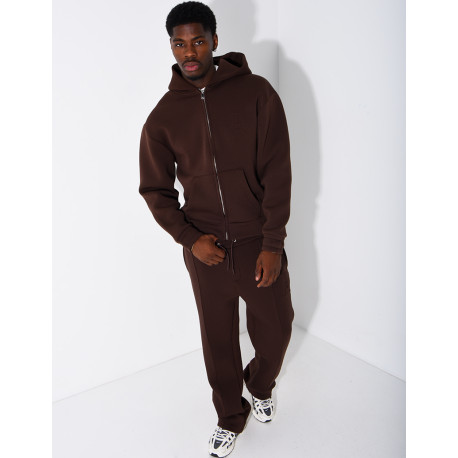 Pants and hooded jacket set with embossed Eiffel Tower design