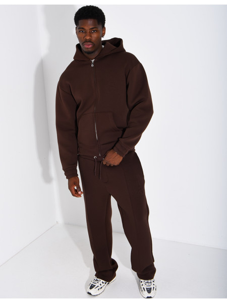 Pants and hooded jacket set with embossed Eiffel Tower design