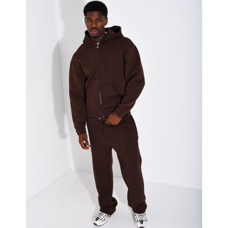 Pants and hooded jacket set with embossed Eiffel Tower design