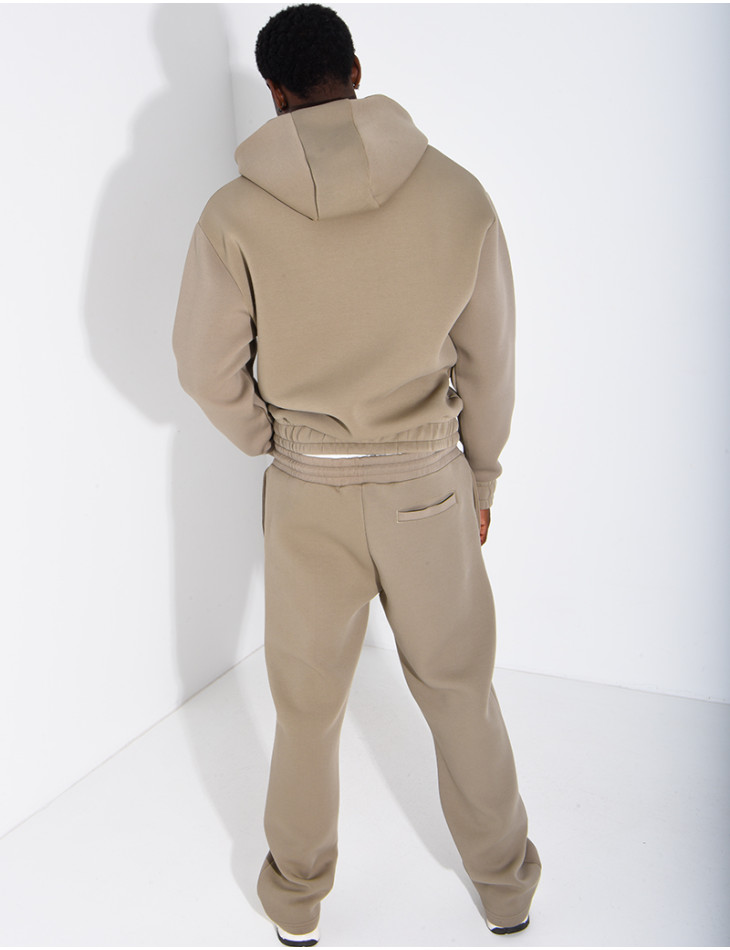 Pants and hooded jacket set with embossed Eiffel Tower design