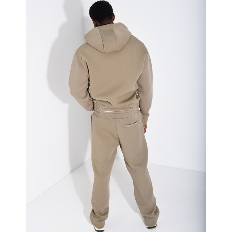 Pants and hooded jacket set with embossed Eiffel Tower design