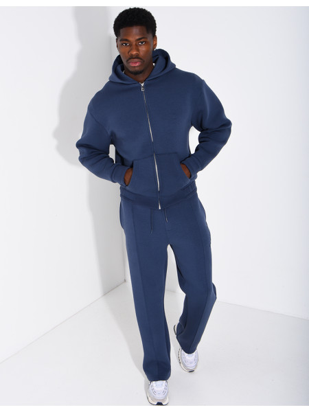 Pants and hooded jacket set with embossed Eiffel Tower design