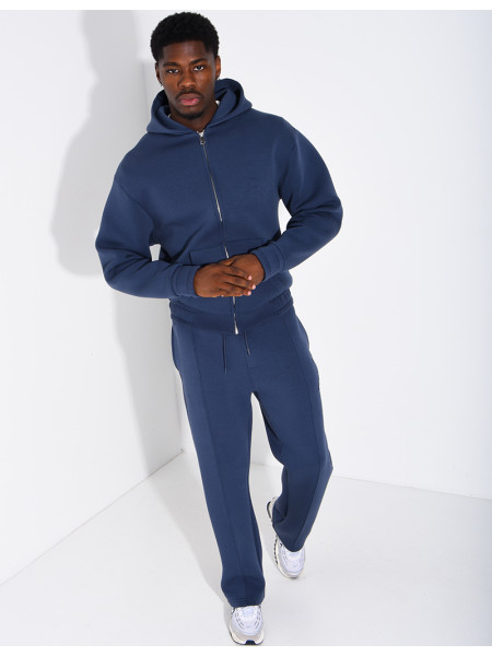 Pants and hooded jacket set with embossed Eiffel Tower design