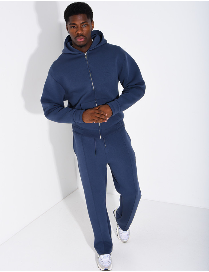 Pants and hooded jacket set with embossed Eiffel Tower design