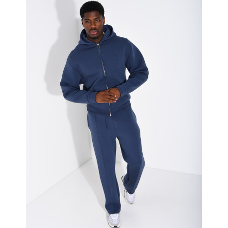 Pants and hooded jacket set with embossed Eiffel Tower design