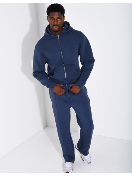 Pants and hooded jacket set with embossed Eiffel Tower design