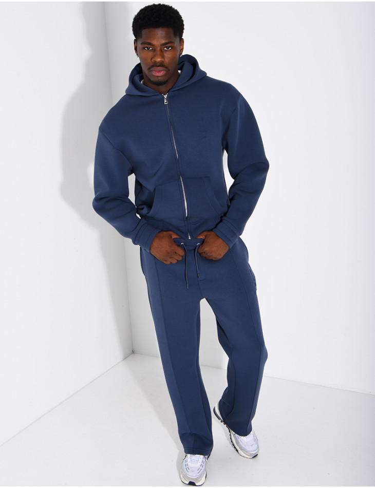 Pants and hooded jacket set with embossed Eiffel Tower design