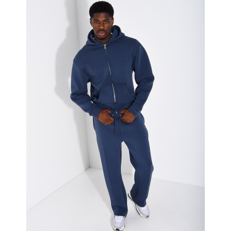 Pants and hooded jacket set with embossed Eiffel Tower design