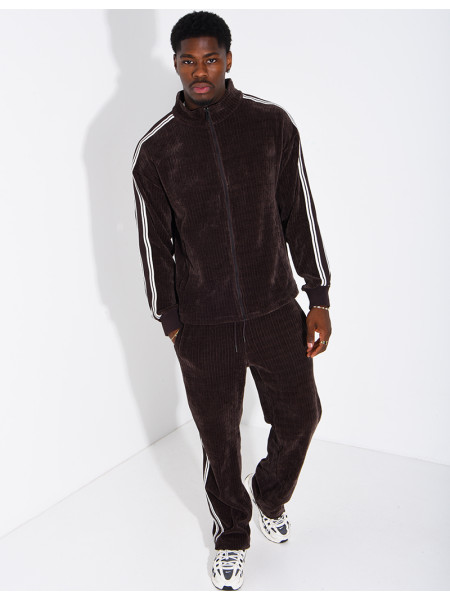 Ensemble côtelé pantalon et veste à bandes