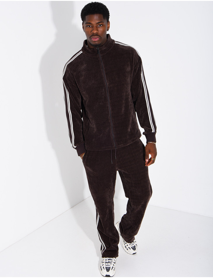 Ensemble côtelé pantalon et veste à bandes