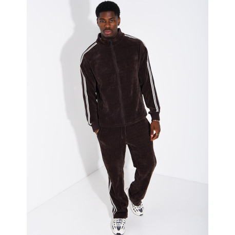Ensemble côtelé pantalon et veste à bandes
