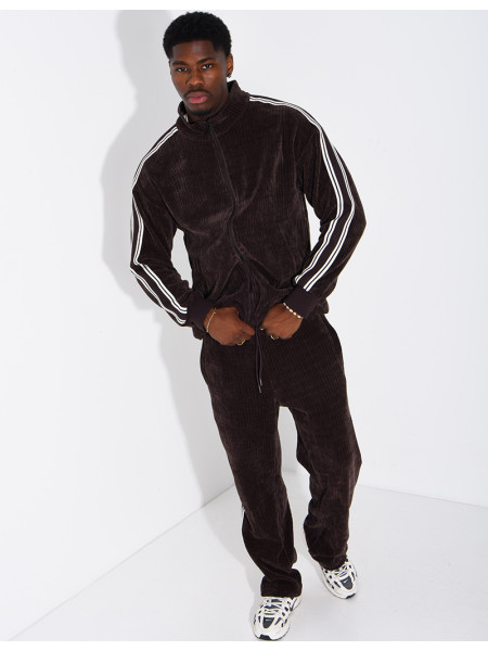 Ensemble côtelé pantalon et veste à bandes