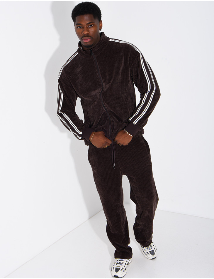 Ensemble côtelé pantalon et veste à bandes