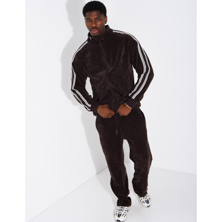 Ensemble côtelé pantalon et veste à bandes