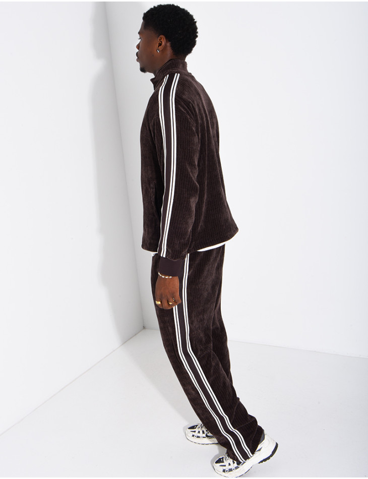 Ensemble côtelé pantalon et veste à bandes